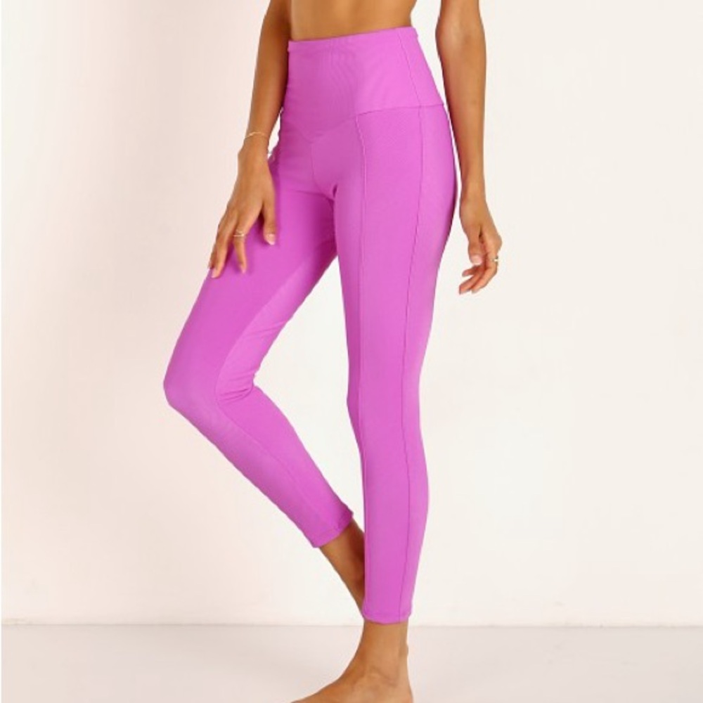 Onzie Midi Legging - High-Waist Ribbed Vivid Violet - S/M